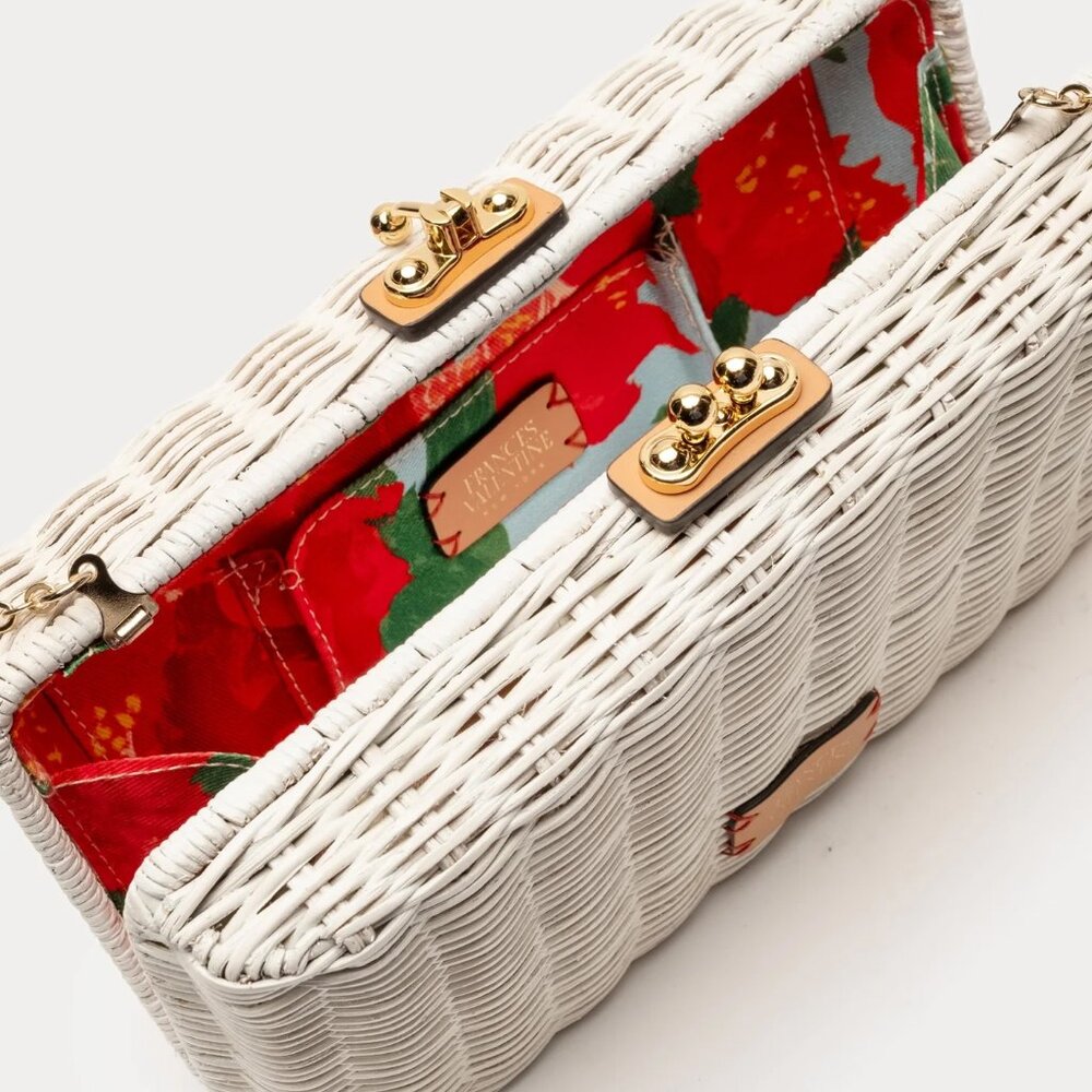 Frances Valentine Pepper Wicker Clutch in White - Picture 3 of 12